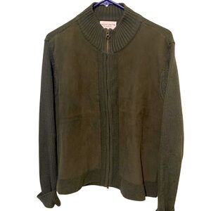 Jaclyn Smith Classic Soft Shell Wool Micro Suede Moto Jacket Green Women's Large